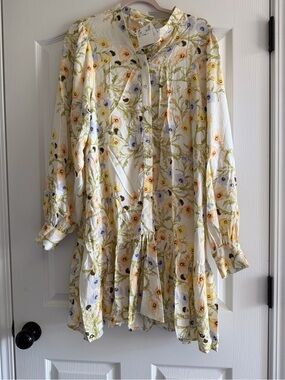 sheer floral dress h&m H&M Black & White FLORAL Sheer DRESS with POCKETS Side ZIP ( 6 )